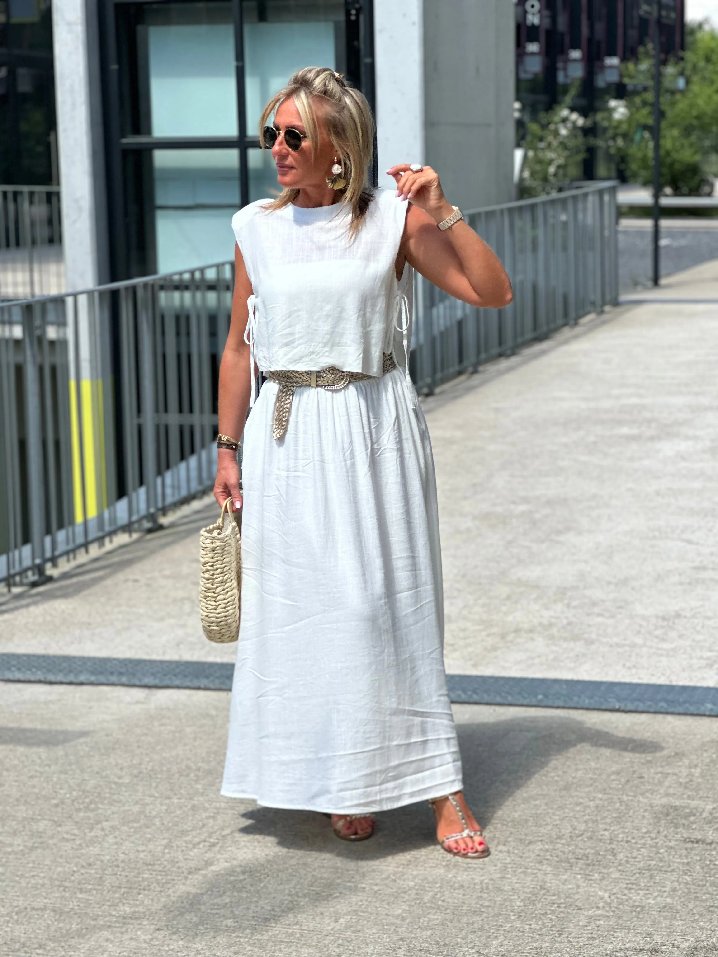 White Linen Mini Dress Lea