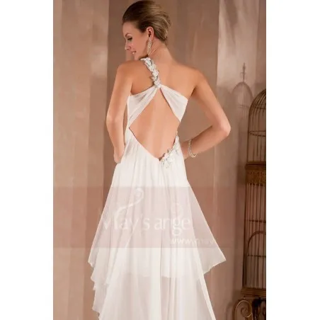 White Short Asymmetrical Beauty Evening Dress.