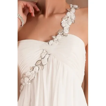 White Short Asymmetrical Beauty Evening Dress.