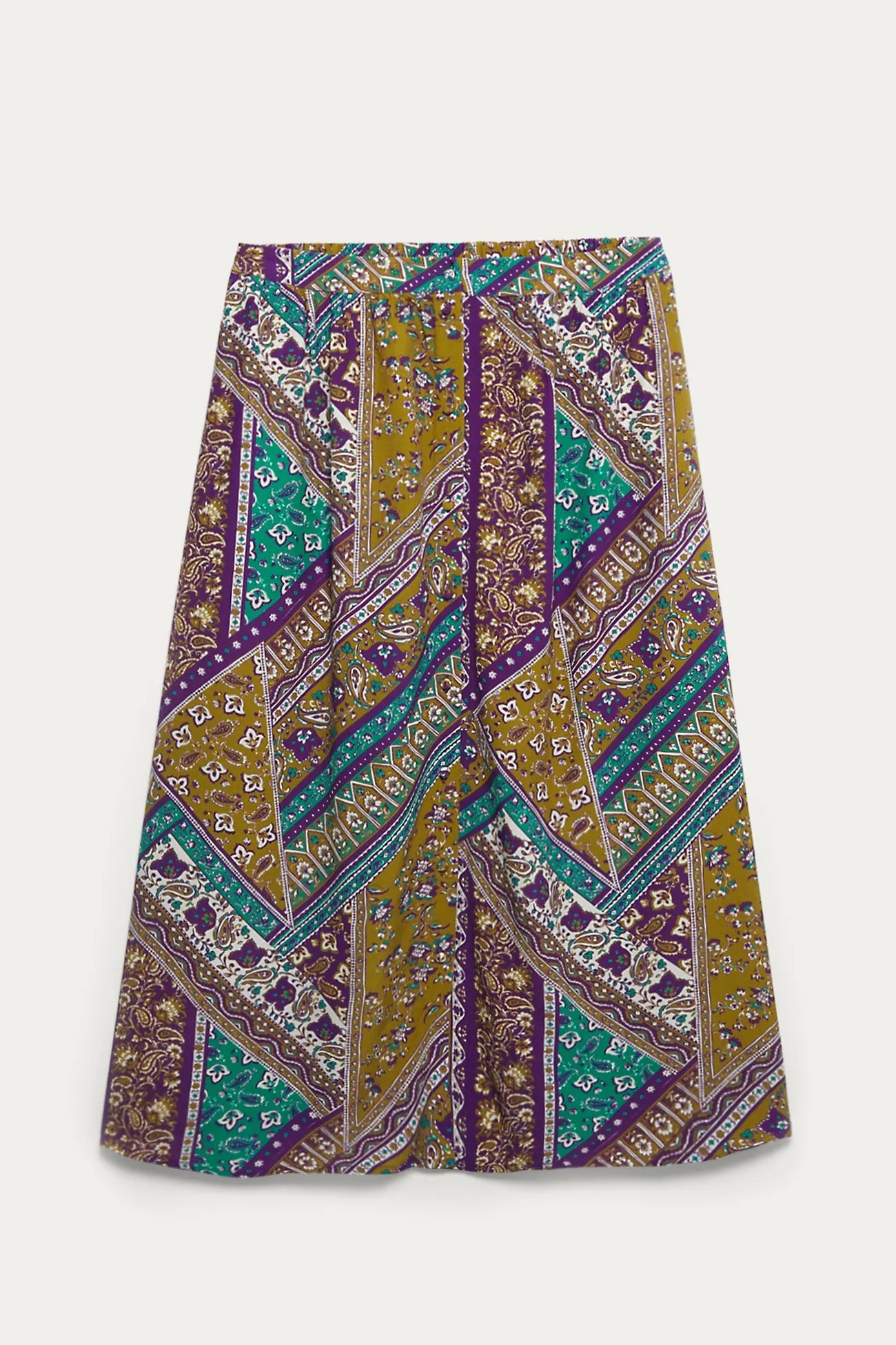 Women's Multicolored Patchwork Midi Skirt